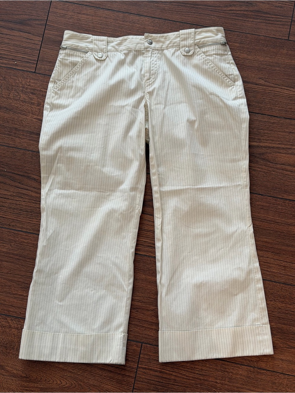 Banana Republic Cream Pinstripe Capris